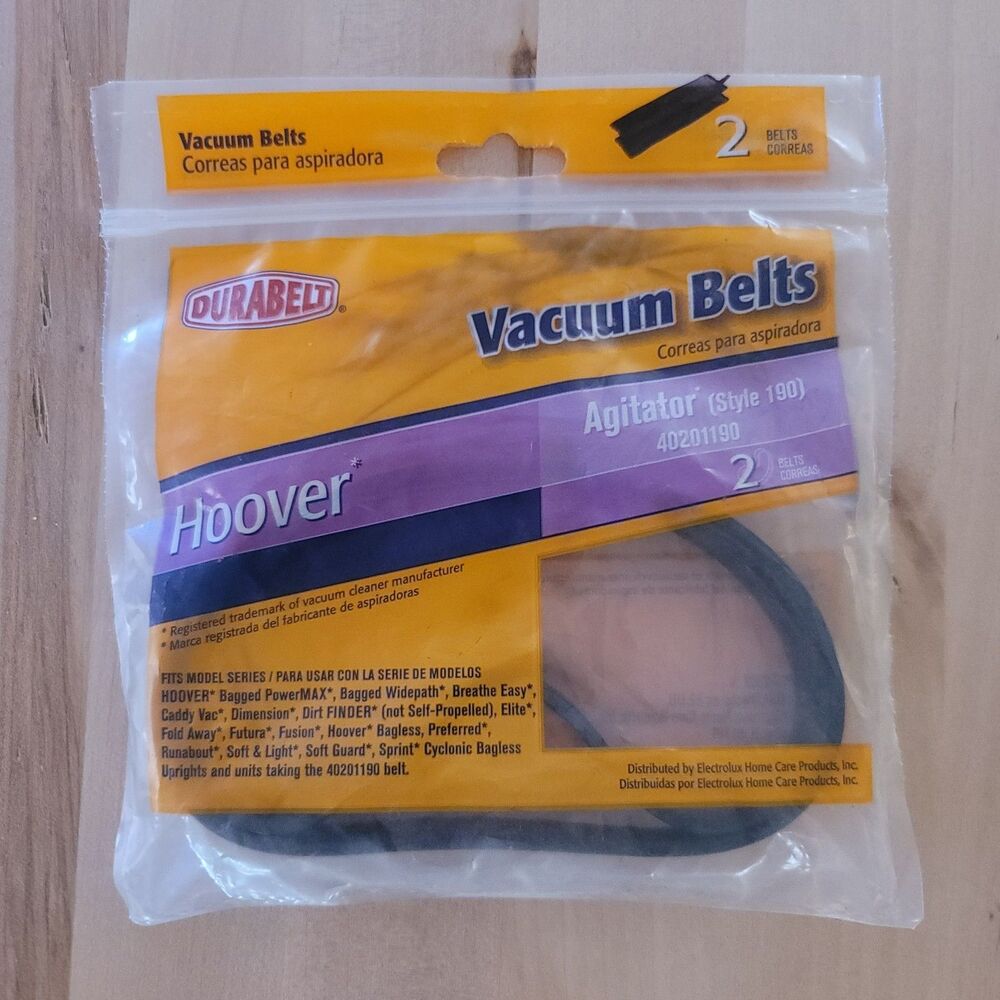 Durabelt Hoover Vacuum Belts Agitator Style 190 40201190 Set of 2 Replacements